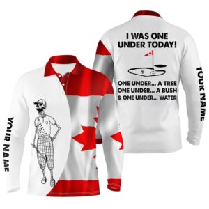 Men s Golf Polo Shirts Canadian Flag White Golf Skull Custom I Was One Under Today Tree Bush And Water Golf Polo Shirt Golf Shirts 2 gbstsc.jpg