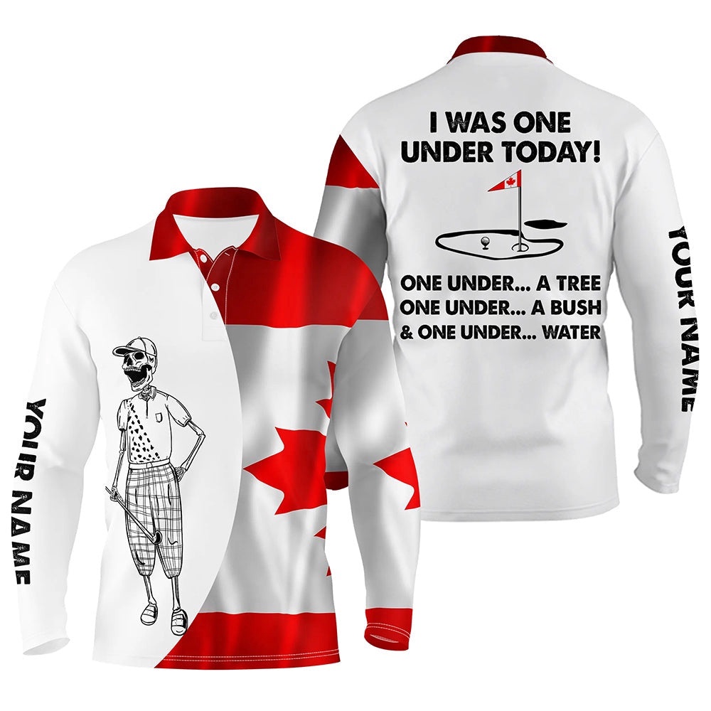Men’s Golf Polo Shirts Canadian Flag White Golf Skull Custom I Was One Under Today Tree, Bush And Water, Golf Polo Shirt, Golf Shirts Men’s Golf Polo Shirts Canadian Flag White Golf Skull Custom I Was One Under Today Tree, Bush And Water, Golf Polo Shirt, Golf Shirts