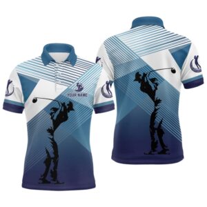 Men’s Golf Polo Shirts Custom Abstract Blue…
