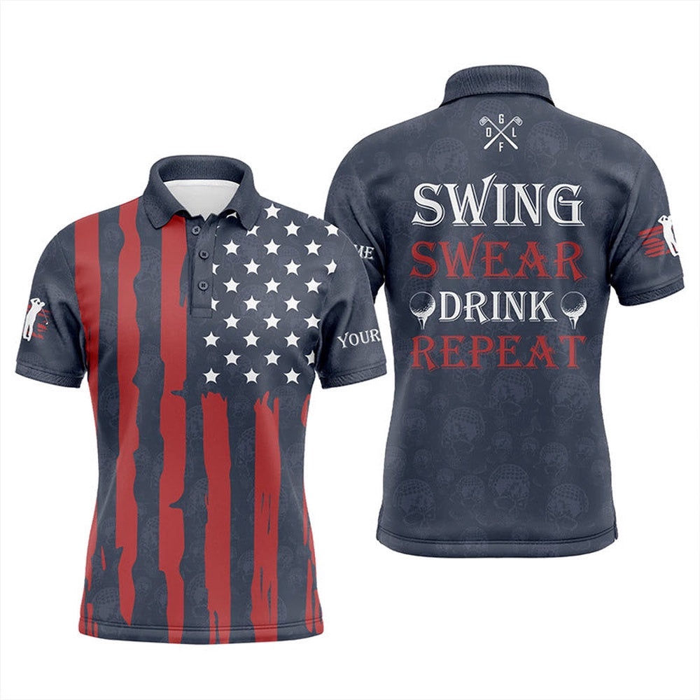 Men’s Golf Polo Shirts Custom American Flag Patriotic Golf Shirt Swing Swear Drink Repeat Navy, Golf Polo Shirt, Golf Shirts Men’s Golf Polo Shirts Custom American Flag Patriotic Golf Shirt Swing Swear Drink Repeat Navy, Golf Polo Shirt, Golf Shirts