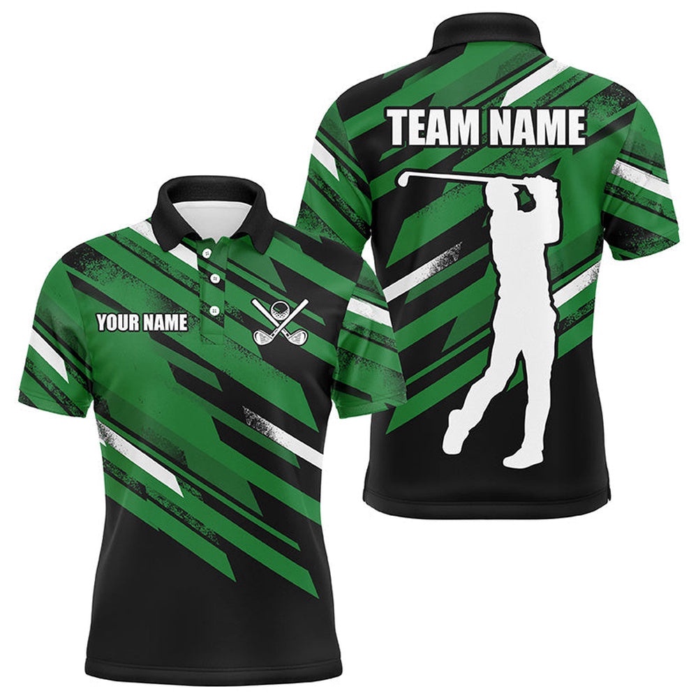Men’s Golf Polo Shirts Custom Black And Green Golf Attire For Men’s For Men, Golf Polo Shirt, Golf Shirts