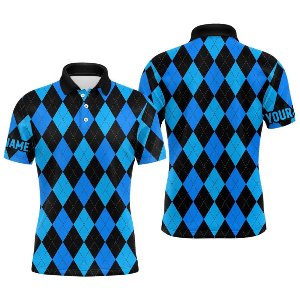 Men’s Golf Polo Shirts Custom Blue And Black Argyle Plaid Pattern Golf Attire For Men, Golf Polo Shirt, Golf Shirts Men’s Golf Polo Shirts Custom Blue And Black Argyle Plaid Pattern Golf Attire For Men, Golf Polo Shirt, Golf Shirts