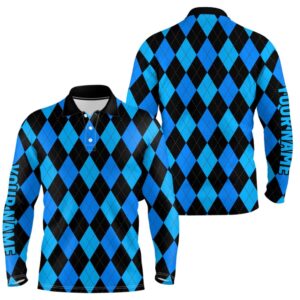 Men s Golf Polo Shirts Custom Blue And Black Argyle Plaid Pattern Golf Attire For Men Golf Polo Shirt Golf Shirts 2 melwvt.jpg