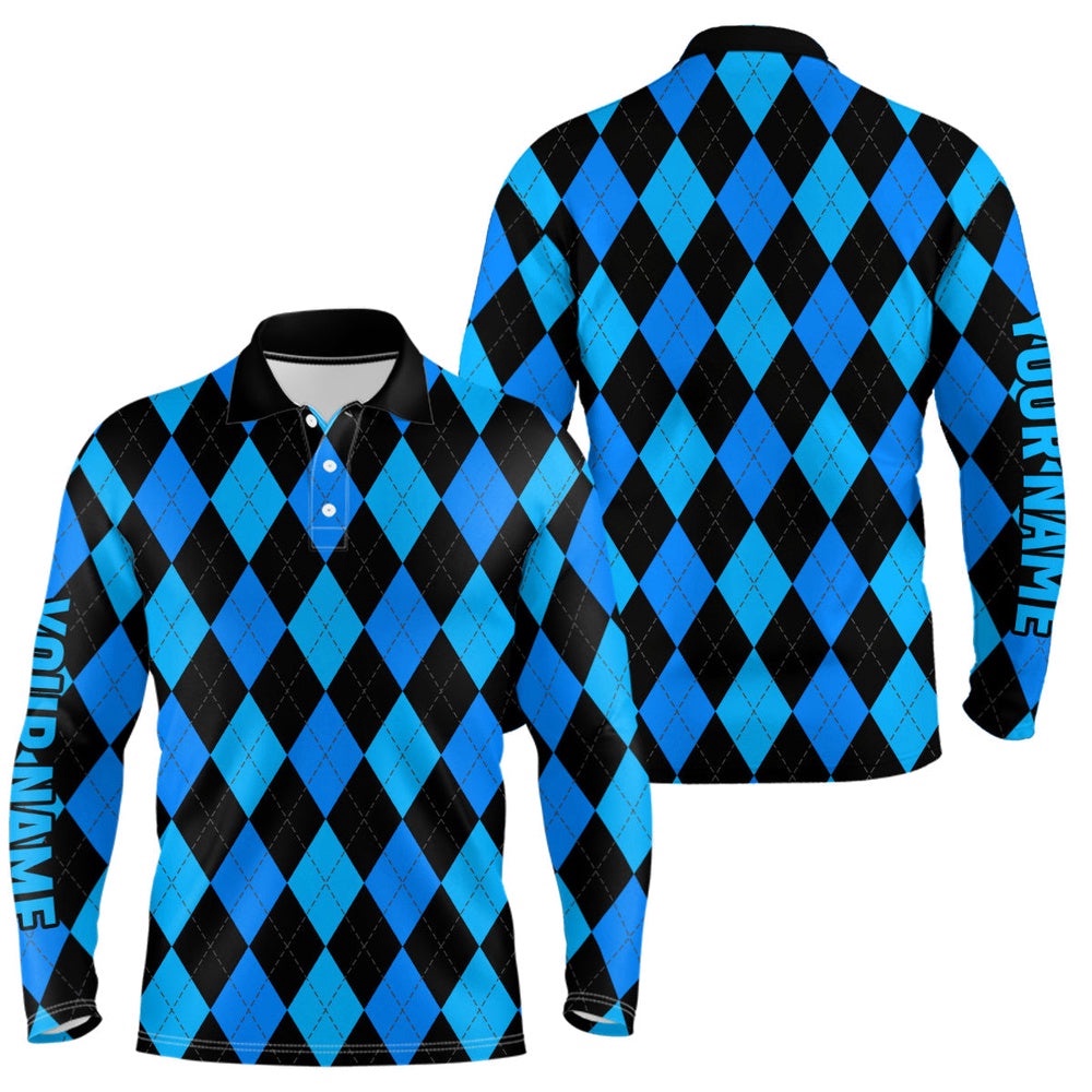 Men’s Golf Polo Shirts Custom Blue And Black Argyle Plaid Pattern Golf Attire For Men, Golf Polo Shirt, Golf Shirts Men’s Golf Polo Shirts Custom Blue And Black Argyle Plaid Pattern Golf Attire For Men, Golf Polo Shirt, Golf Shirts
