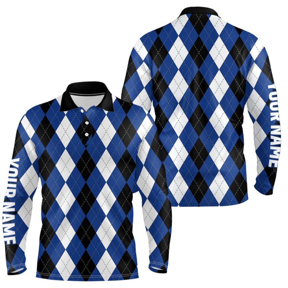 Men’s Golf Polo Shirts Custom Blue Argyle Plaid Pattern Golf Attire For Men, Golf Polo Shirt, Golf Shirts Men’s Golf Polo Shirts Custom Blue Argyle Plaid Pattern Golf Attire For Men, Golf Polo Shirt, Golf Shirts