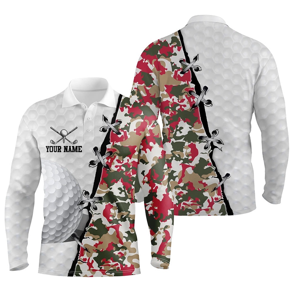 Men’s Golf Polo Shirts Custom Camouflage Christmas Men’s Golf Shirts, Team Golf Tops For Men’s, Golf Polo Shirt, Golf Shirts