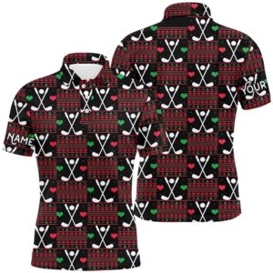 Men’s Golf Polo Shirts Custom Christmas Pattern…