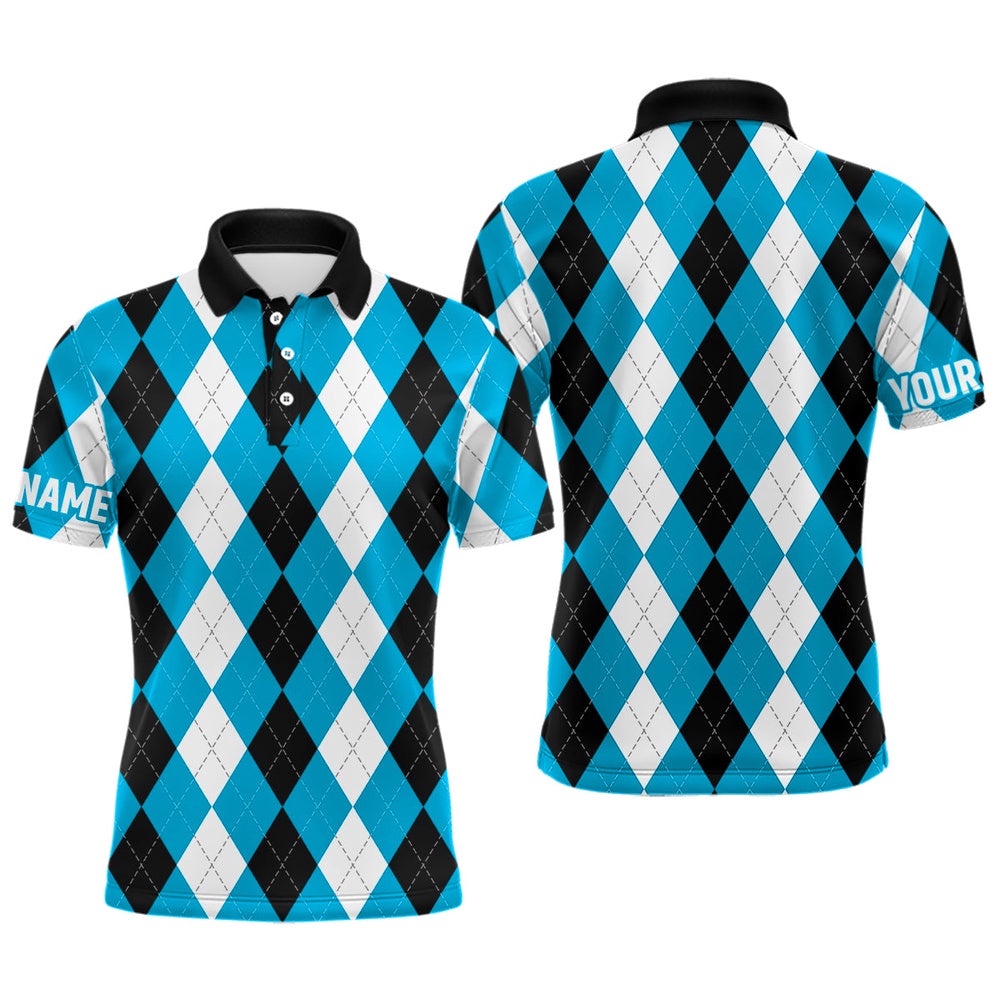 Men’s Golf Polo Shirts Custom Cyan Blue Argyle Plaid Pattern Golf Attire For Men, Golf Polo Shirt, Golf Shirts Men’s Golf Polo Shirts Custom Cyan Blue Argyle Plaid Pattern Golf Attire For Men, Golf Polo Shirt, Golf Shirts