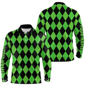 Men s Golf Polo Shirts Custom Green And Black Argyle Plaid Pattern Golf Attire For Men Golf Polo Shirt Golf Shirts 2 b7bajt.jpg