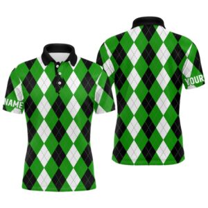 Men’s Golf Polo Shirts Custom Green Argyle…