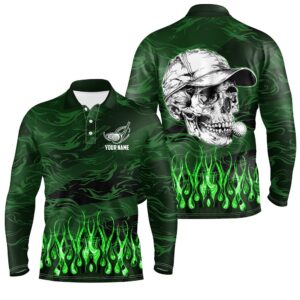 Men s Golf Polo Shirts Custom Green Camo Flame Golf Skull Team Golf Attire For Men s Golf Polo Shirt Golf Shirts 2 rdgaiv.jpg