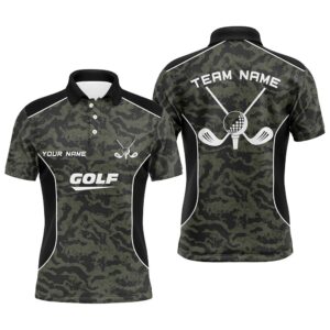 Men’s Golf Polo Shirts Custom Green Camo…