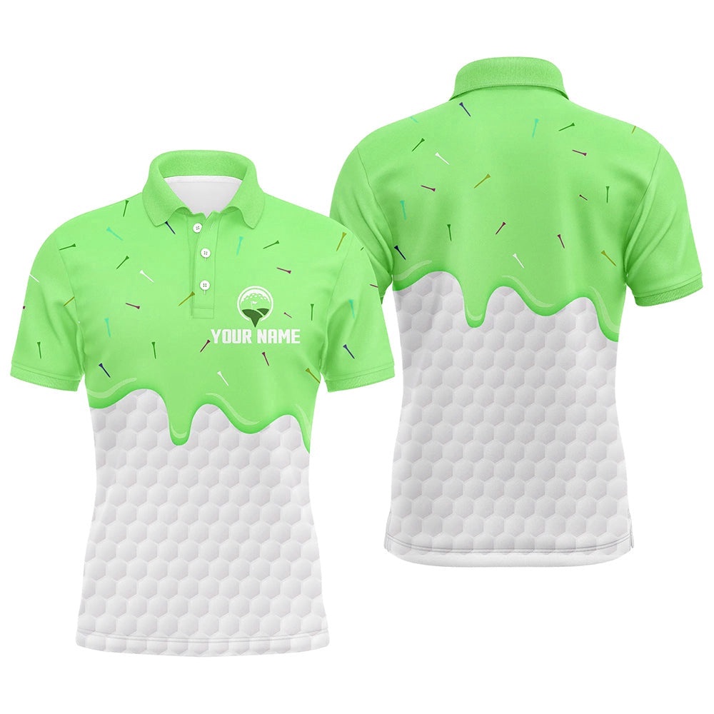 Men’s Golf Polo Shirts Custom Green Ice Cream Melting On Golf Ball For Men’s, Golf Polo Shirt, Golf Shirts Men’s Golf Polo Shirts Custom Green Ice Cream Melting On Golf Ball For Men’s, Golf Polo Shirt, Golf Shirts