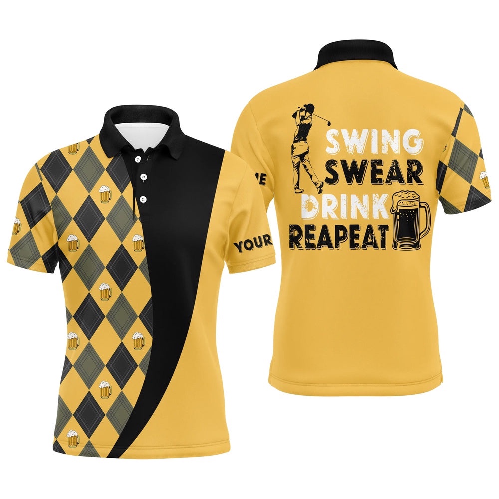 Men’s Golf Polo Shirts Custom Name Swing Swear Drink Repeat, Personalized Beer Golf Shirt For Men, Golf Polo Shirt, Golf Shirts Men’s Golf Polo Shirts Custom Name Swing Swear Drink Repeat, Personalized Beer Golf Shirt For Men, Golf Polo Shirt, Golf Shirts
