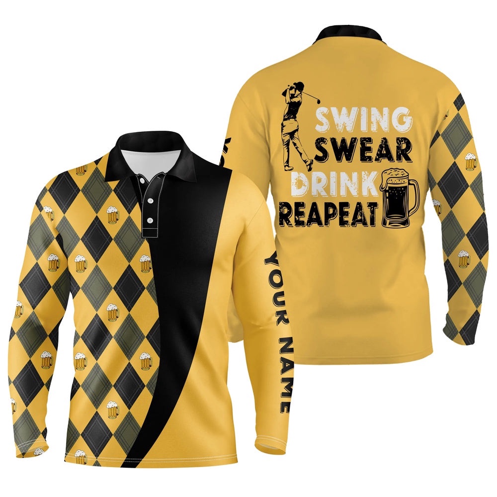 Men’s Golf Polo Shirts Custom Name Swing Swear Drink Repeat, Personalized Beer Golf Shirt For Men, Golf Polo Shirt, Golf Shirts Men’s Golf Polo Shirts Custom Name Swing Swear Drink Repeat, Personalized Beer Golf Shirt For Men, Golf Polo Shirt, Golf Shirts