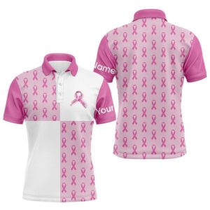 Men’s Golf Polo Shirts Custom Pink Breast…