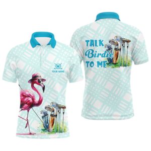 Men’s Golf Polo Shirts Custom Pink Flamingo…