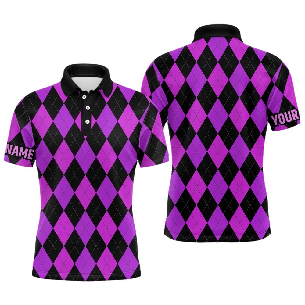 Men’s Golf Polo Shirts Custom Purple And Black Argyle Plaid Pattern Golf Attire For Men, Golf Polo Shirt, Golf Shirts Men’s Golf Polo Shirts Custom Purple And Black Argyle Plaid Pattern Golf Attire For Men, Golf Polo Shirt, Golf Shirts