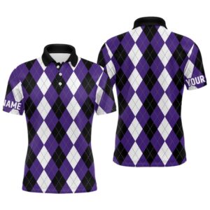 Men’s Golf Polo Shirts Custom Purple Argyle…