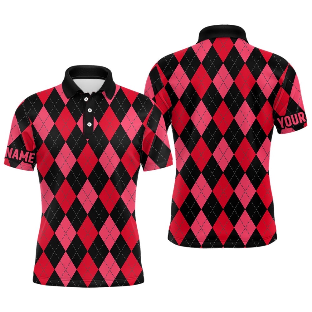 Men’s Golf Polo Shirts Custom Red And Black Argyle Plaid Pattern Golf Attire For Men, Golf Polo Shirt, Golf Shirts Men’s Golf Polo Shirts Custom Red And Black Argyle Plaid Pattern Golf Attire For Men, Golf Polo Shirt, Golf Shirts