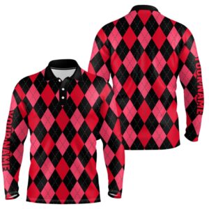 Men s Golf Polo Shirts Custom Red And Black Argyle Plaid Pattern Golf Attire For Men Golf Polo Shirt Golf Shirts 2 pyqein.jpg