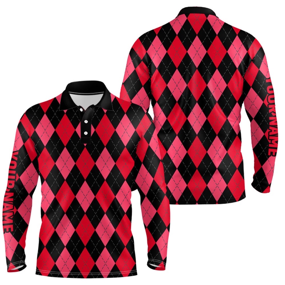 Men’s Golf Polo Shirts Custom Red And Black Argyle Plaid Pattern Golf Attire For Men, Golf Polo Shirt, Golf Shirts Men’s Golf Polo Shirts Custom Red And Black Argyle Plaid Pattern Golf Attire For Men, Golf Polo Shirt, Golf Shirts
