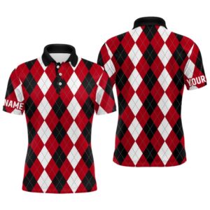 Men’s Golf Polo Shirts Custom Red Argyle…
