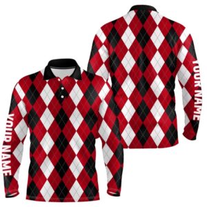 Men s Golf Polo Shirts Custom Red Argyle Plaid Pattern Golf Attire For Men Golf Polo Shirt Golf Shirts 2 cr3bl4.jpg