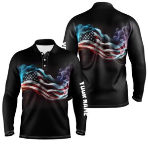 Men s Golf Polo Shirts Custom Smoke American Flag Patriotic Black Golf Tops For Men s Golf Polo Shirt Golf Shirts 2 qpf9aa.jpg