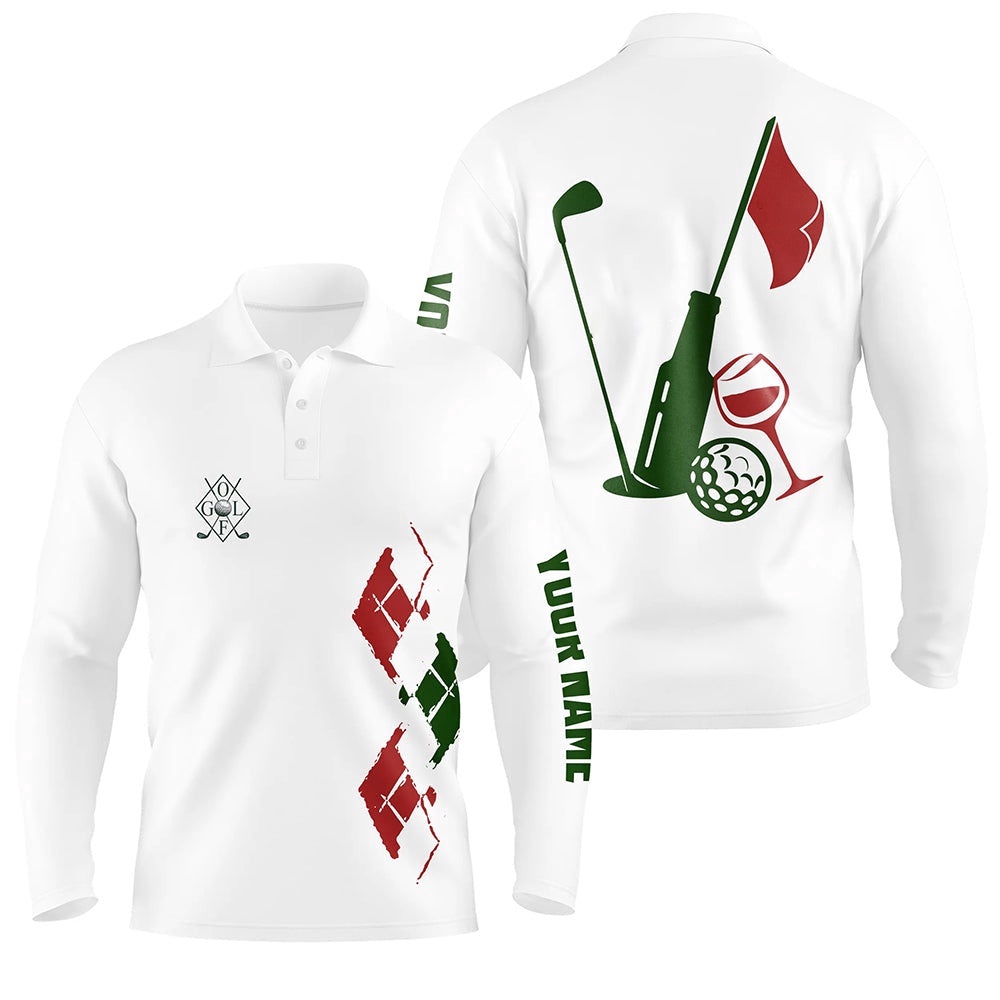 Men’s Golf Polo Shirts Custom Vintage Golf And Wine Golf Clubs Christmas Polo Shirts, Golf Polo Shirt, Golf Shirts Men’s Golf Polo Shirts Custom Vintage Golf And Wine Golf Clubs Christmas Polo Shirts, Golf Polo Shirt, Golf Shirts