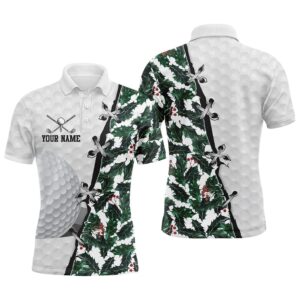 Men’s Golf Polo Shirts Custom Watercolor Christmas…