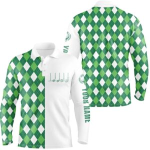 Men s Golf Polo Shirts Green And White Argyle Plaid Pattern Custom Men s Golf Wear Golf Polo Shirt Golf Shirts 2 unp3de.jpg