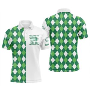 Men’s Golf Polo Shirts Green Argyle Plaid…
