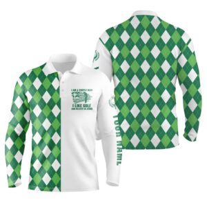 Men s Golf Polo Shirts Green Argyle Plaid Custom I m A Simple Man I Like Golf And Believe In Jesus Golf Polo Shirt Golf Shirts 2 nvqvvg.jpg