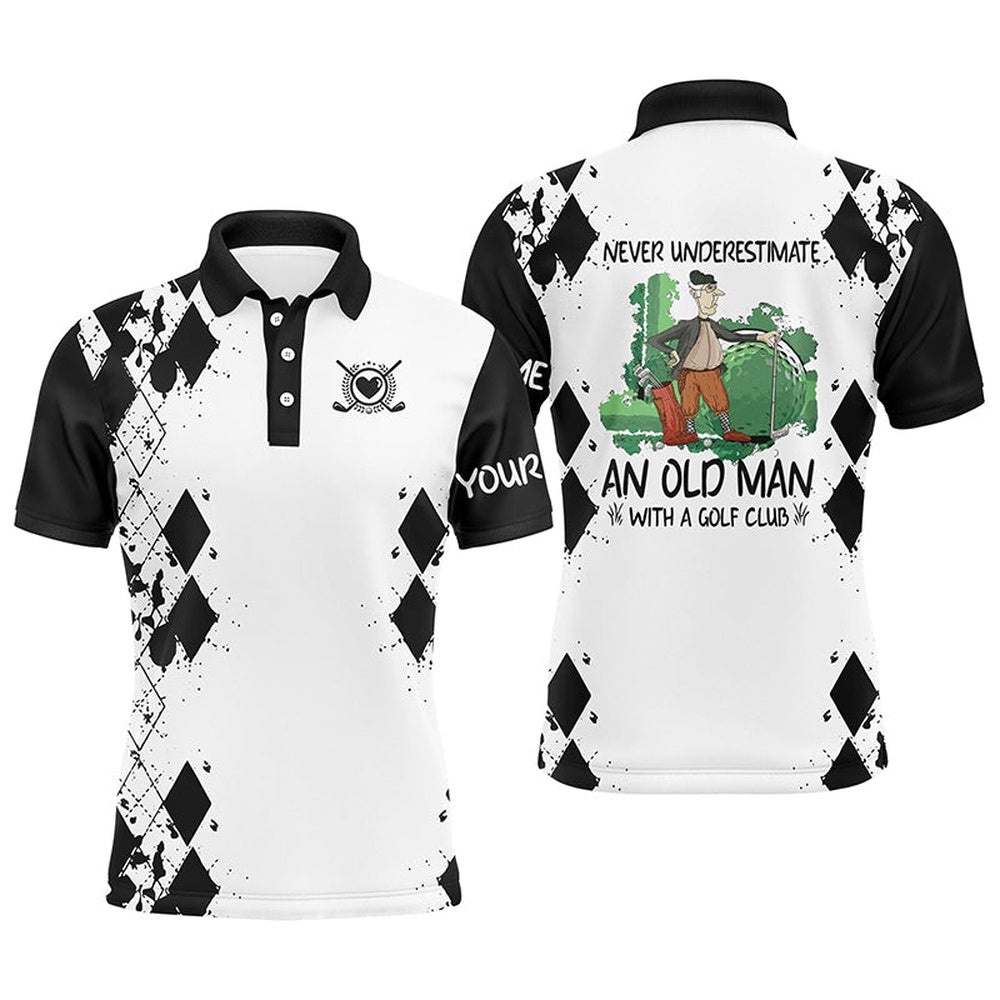 Men’s Golf Polo Shirts Never Underestimate Old Man With A Golf Club Custom Golf Shirts For Men Black, Golf Polo Shirt, Golf Shirts Men’s Golf Polo Shirts Never Underestimate Old Man With A Golf Club Custom Golf Shirts For Men Black, Golf Polo Shirt, Golf Shirts