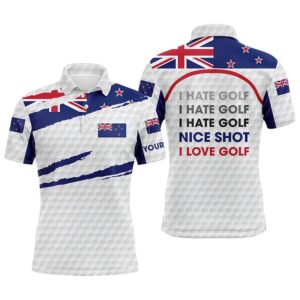 Men’s Golf Polo Shirts New Zealand Flag…