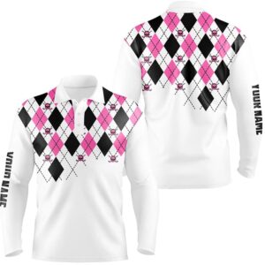 Men s Golf Polo Shirts Pink And Black Argyle Plaid Golf Skull Pattern Custom White Men s Golf Tops Golf Polo Shirt Golf Shirts 2 zmxj0k.jpg