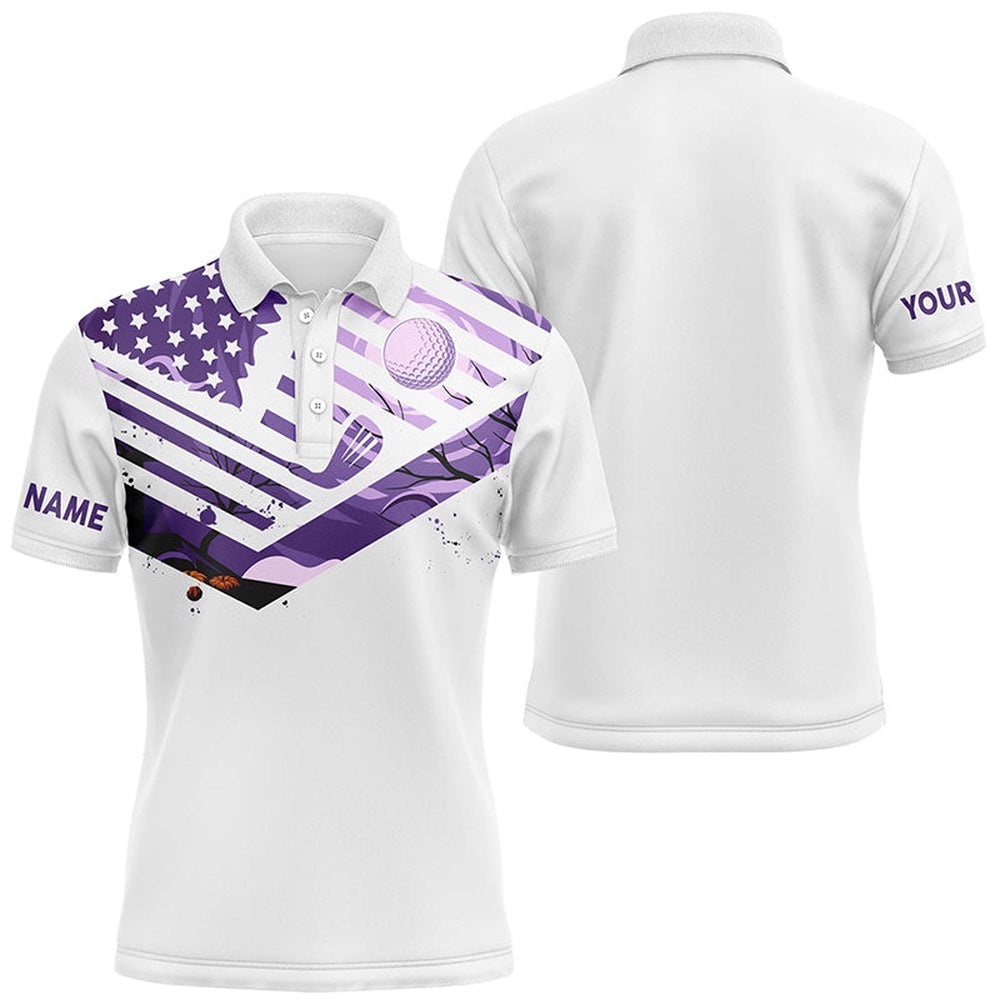 Men’s Golf Polo Shirts Purple American Flag Custom Halloween White Golf Shirt, Golf Polo Shirt, Golf Shirts Men’s Golf Polo Shirts Purple American Flag Custom Halloween White Golf Shirt, Golf Polo Shirt, Golf Shirts