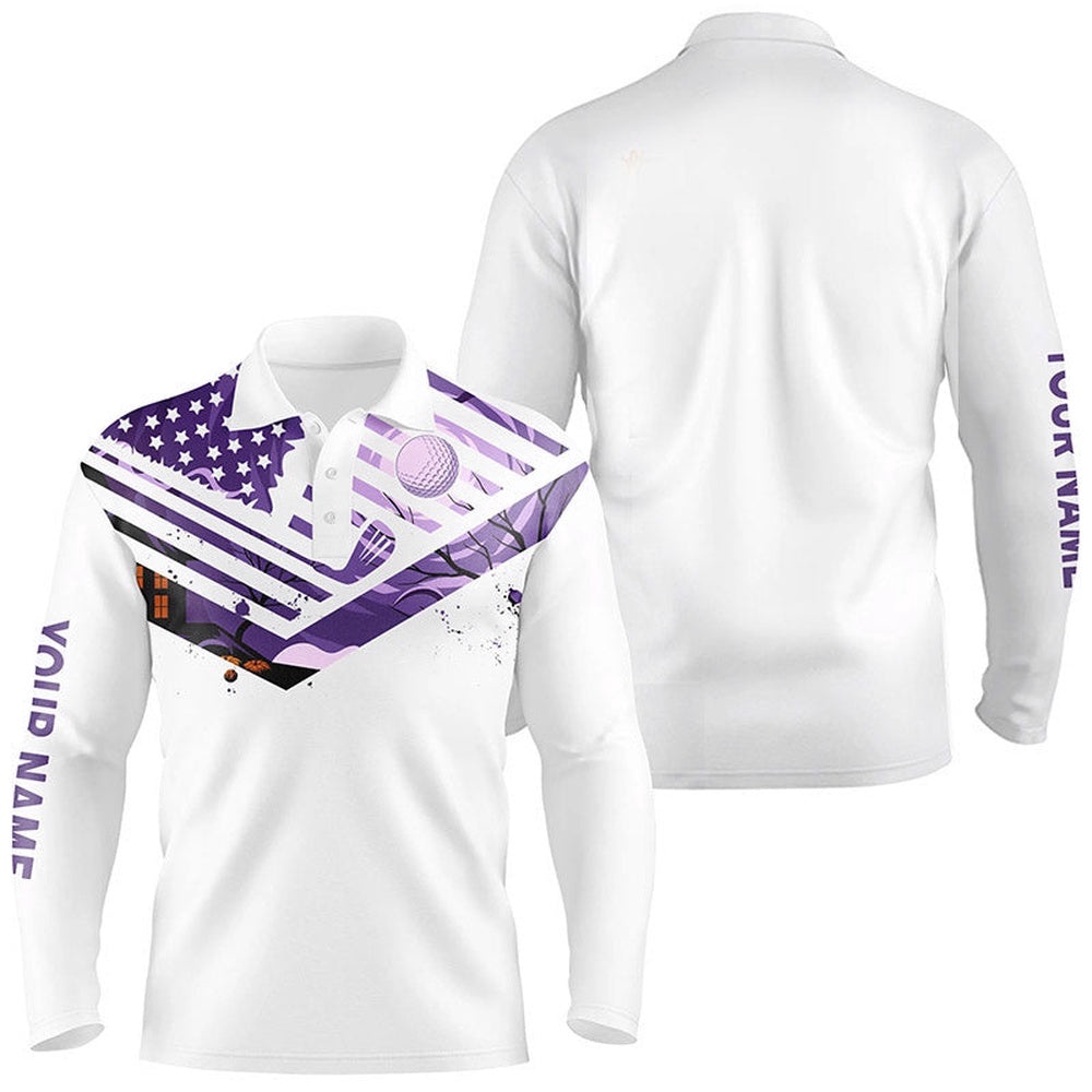 Men’s Golf Polo Shirts Purple American Flag Custom Halloween White Golf Shirt, Golf Polo Shirt, Golf Shirts Men’s Golf Polo Shirts Purple American Flag Custom Halloween White Golf Shirt, Golf Polo Shirt, Golf Shirts