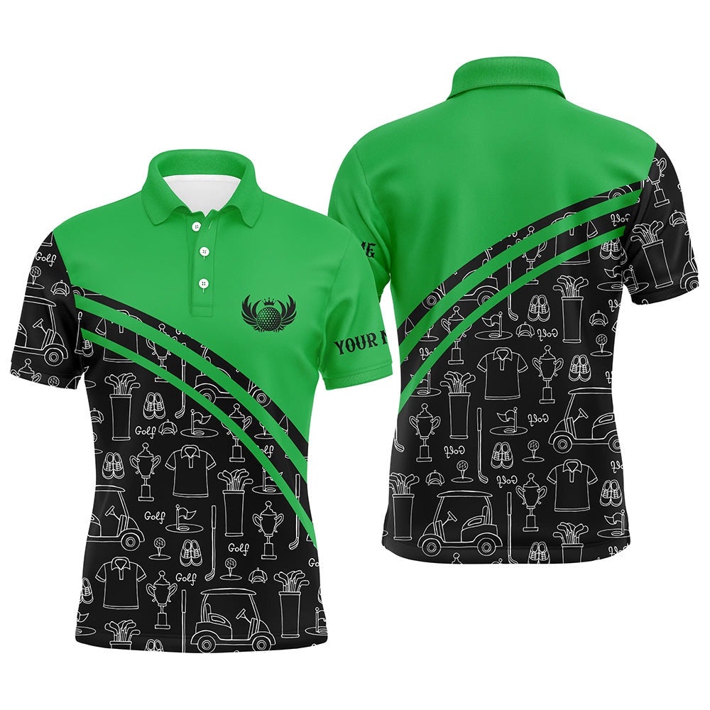 Men’s Golf Polos Shirts Custom Black Pattern Short Long Sleeve Golf Shirts For Him Green, Golf Polo Shirt, Golf Shirts