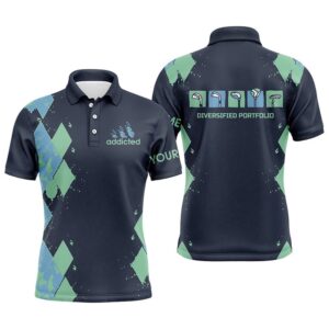 Men’s Golf Polos Shirts Custom Blue Argyle…