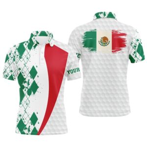 Men’s Golf Polos Shirts Custom Mexico Flag…