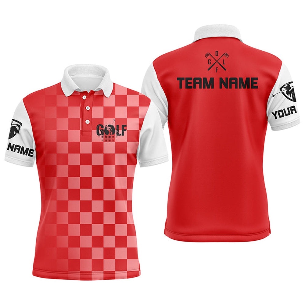 Men’s Golf Polos Shirts Custom Name Funny Golf Shirts For Men Red, Golf Polo Shirt, Golf Shirts
