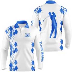 Men s Golf Polos Shirts Custom Name Swing Swear Repeat White Golf Shirt Blue Golf Polo Shirt Golf Shirts 2 ft7dha.jpg