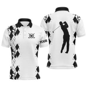 Men’s Golf Polos Shirts Custom Name White…