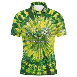 Men’s Golf Polos Shirts Green Tie Dye…