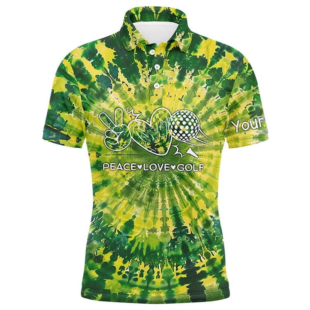 Men’s Golf Polos Shirts Green Tie Dye Pattern Custom Peace Love Golf, Personalized Golf Shirt For Men, Golf Polo Shirt, Golf Shirts Men’s Golf Polos Shirts Green Tie Dye Pattern Custom Peace Love Golf, Personalized Golf Shirt For Men, Golf Polo Shirt, Golf Shirts