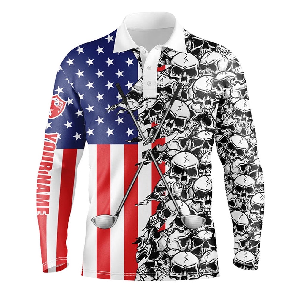 Men’s Golf Tops Polo American Flag Pattern Skull Golf Clubs Custom Patriotic Golf Performance Shirts, Golf Polo Shirt, Golf Shirts Men’s Golf Tops Polo American Flag Pattern Skull Golf Clubs Custom Patriotic Golf Performance Shirts, Golf Polo Shirt, Golf Shirts