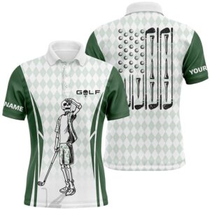 Men’s Green Argyle American Flag Patriotic Golf…