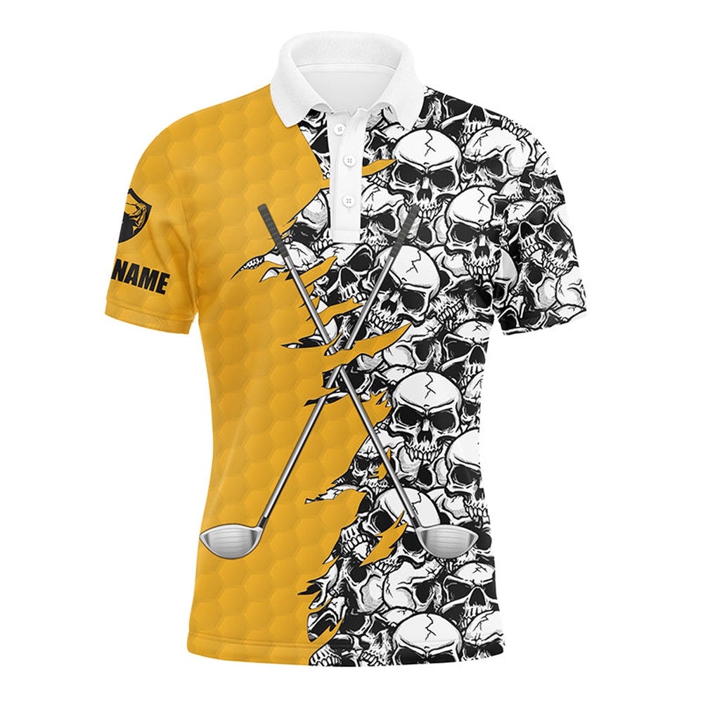 Men’s Long Sleeve Golf Tops Polo Yellow Pattern Skull Golf Clubs Custom Name Golf Performance Shirts, Golf Polo Shirt, Golf Shirts Men’s Long Sleeve Golf Tops Polo Yellow Pattern Skull Golf Clubs Custom Name Golf Performance Shirts, Golf Polo Shirt, Golf Shirts